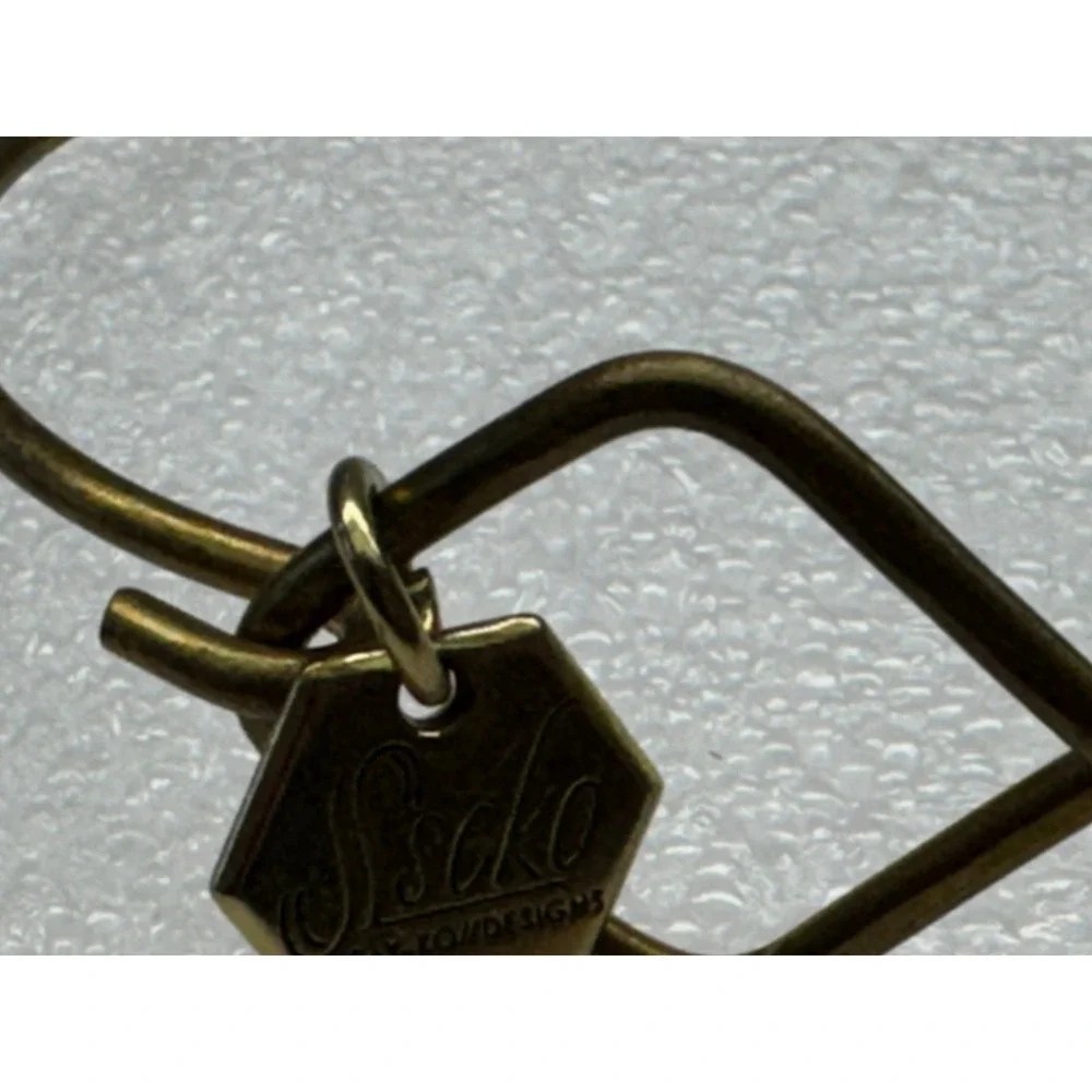 Sseko Designs Hexagon Charm Bangle Bracelet‎ Brass Tone Africa Charm